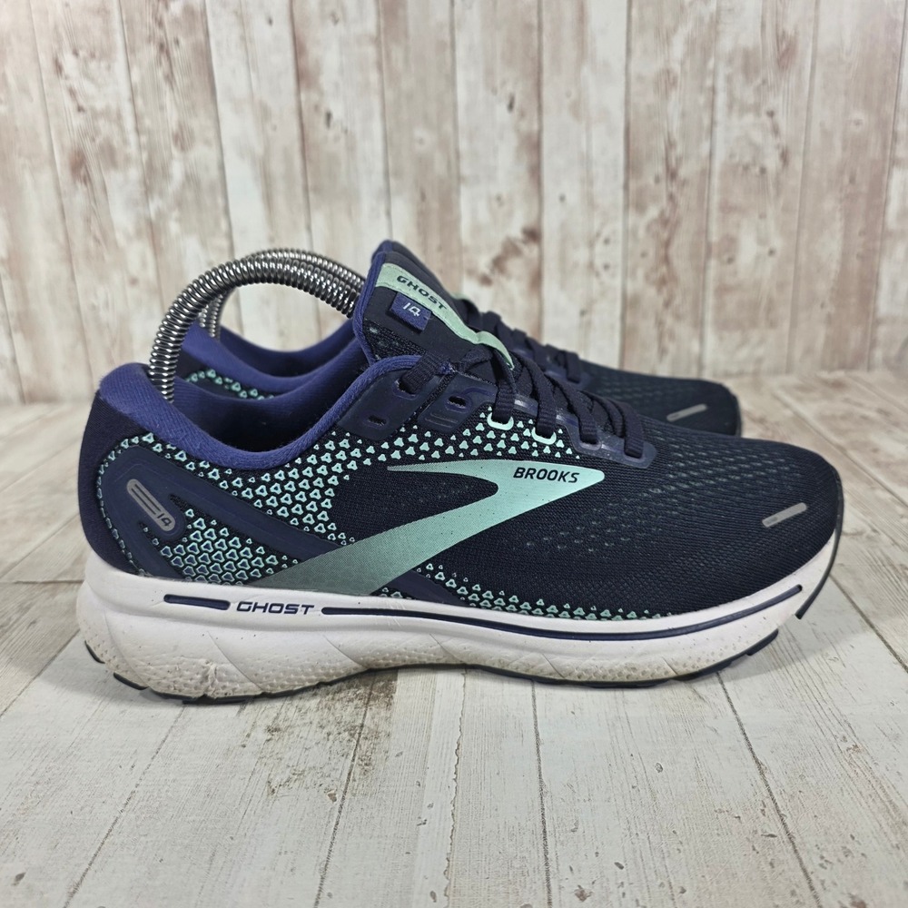 Brooks Ghost 14 Womens Running Shoes Navy Yucca Blue 1203561D446 Wide D Size 8